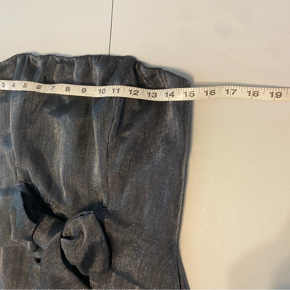 🆕 Express Womens Strapless Gray Metallic Bow Formal Party Cocktail Dress Size 8 - Picture 4 of 8